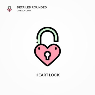 Kalp kilidi vektör simgesi. Modern vektör illüstrasyon kavramları. Düzenlemesi ve kişiselleştirmesi kolay.