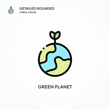 Yeşil gezegen vektör simgesi. Modern vektör illüstrasyon kavramları. Düzenlemesi ve kişiselleştirmesi kolay.