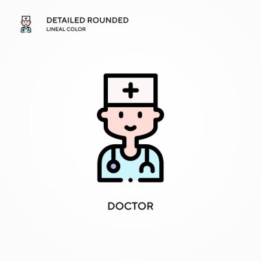Doktor vektör simgesi. Modern vektör illüstrasyon kavramları. Düzenlemesi ve kişiselleştirmesi kolay.
