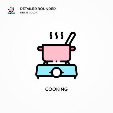 Yemek pişirme vektörü simgesi. Modern vektör illüstrasyon kavramları. Düzenlemesi ve kişiselleştirmesi kolay.