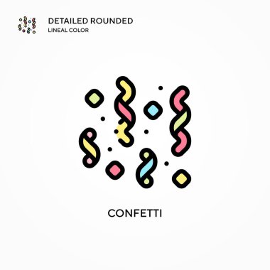 Konfeti vektör simgesi. Modern vektör illüstrasyon kavramları. Düzenlemesi ve kişiselleştirmesi kolay.