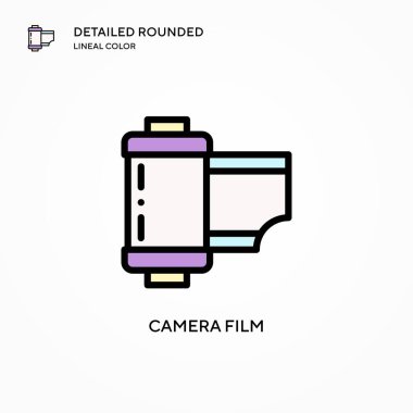 Kamera filmi vektör simgesi. Modern vektör illüstrasyon kavramları. Düzenlemesi ve kişiselleştirmesi kolay.