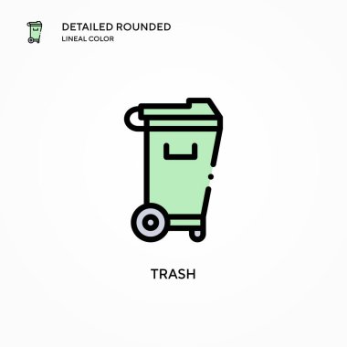 Çöp vektörü simgesi. Modern vektör illüstrasyon kavramları. Düzenlemesi ve kişiselleştirmesi kolay.