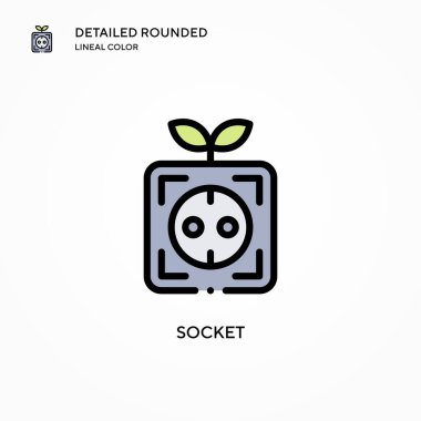 Soket vektör simgesi. Modern vektör illüstrasyon kavramları. Düzenlemesi ve kişiselleştirmesi kolay.