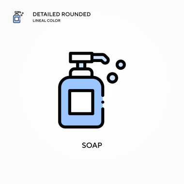 Sabun vektör ikonu. Modern vektör illüstrasyon kavramları. Düzenlemesi ve kişiselleştirmesi kolay.