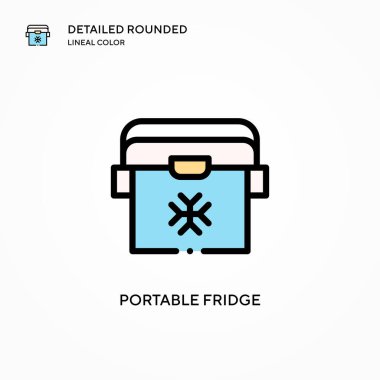 Taşınabilir buzdolabı vektör simgesi. Modern vektör illüstrasyon kavramları. Düzenlemesi ve kişiselleştirmesi kolay.