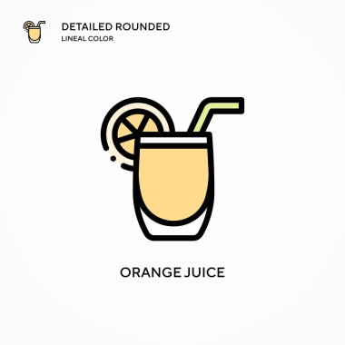 Portakal suyu ikonu. Modern vektör illüstrasyon kavramları. Düzenlemesi ve kişiselleştirmesi kolay.