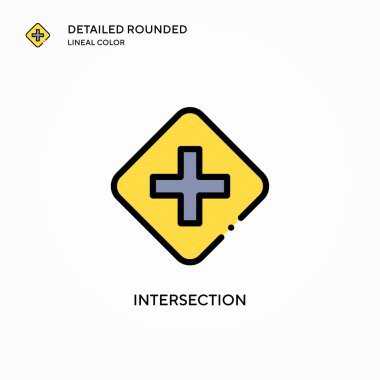 Kesişme vektörü simgesi. Modern vektör illüstrasyon kavramları. Düzenlemesi ve kişiselleştirmesi kolay.