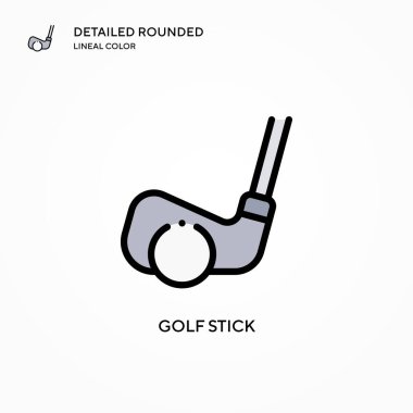 Golf çubuğu vektör simgesi. Modern vektör illüstrasyon kavramları. Düzenlemesi ve kişiselleştirmesi kolay.
