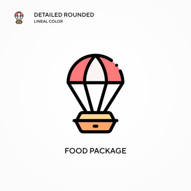 Yiyecek paketi vektör simgesi. Modern vektör illüstrasyon kavramları. Düzenlemesi ve kişiselleştirmesi kolay.