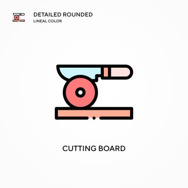 Tahta vektör simgesi kesiliyor. Modern vektör illüstrasyon kavramları. Düzenlemesi ve kişiselleştirmesi kolay.