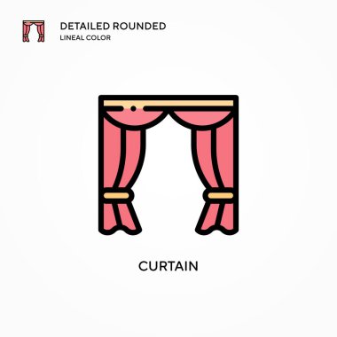 Perde vektör simgesi. Modern vektör illüstrasyon kavramları. Düzenlemesi ve kişiselleştirmesi kolay.