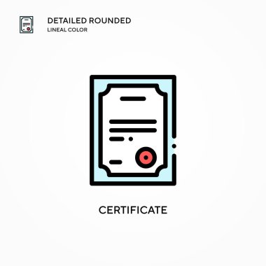 Sertifika vektör simgesi. Modern vektör illüstrasyon kavramları. Düzenlemesi ve kişiselleştirmesi kolay.