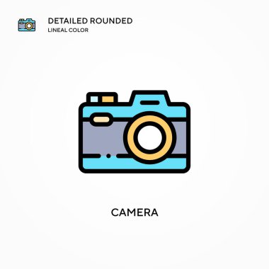 Kamera vektör simgesi. Modern vektör illüstrasyon kavramları. Düzenlemesi ve kişiselleştirmesi kolay.