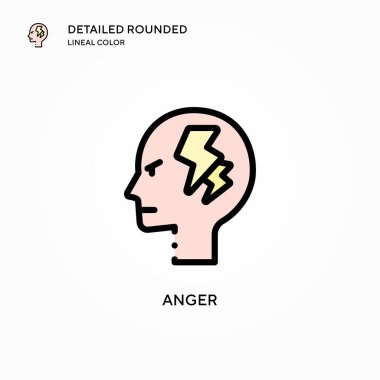 Öfke vektör simgesi. Modern vektör illüstrasyon kavramları. Düzenlemesi ve kişiselleştirmesi kolay.