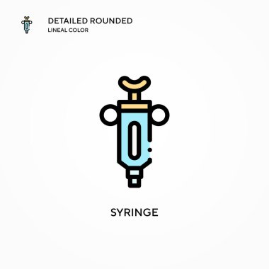 Şırınga vektör simgesi. Modern vektör illüstrasyon kavramları. Düzenlemesi ve kişiselleştirmesi kolay.