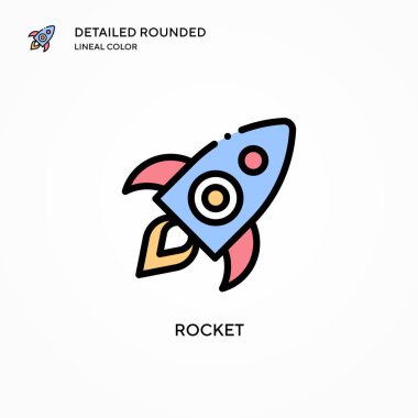 Roket vektör simgesi. Modern vektör illüstrasyon kavramları. Düzenlemesi ve kişiselleştirmesi kolay.