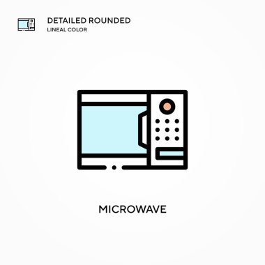 Mikrodalga vektör simgesi. Modern vektör illüstrasyon kavramları. Düzenlemesi ve kişiselleştirmesi kolay.
