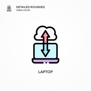 Laptop vektör simgesi. Modern vektör illüstrasyon kavramları. Düzenlemesi ve kişiselleştirmesi kolay.