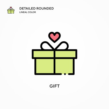 Hediye vektör simgesi. Modern vektör illüstrasyon kavramları. Düzenlemesi ve kişiselleştirmesi kolay.