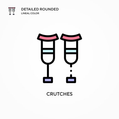 Koltuk değnekleri vektör simgesi. Modern vektör illüstrasyon kavramları. Düzenlemesi ve kişiselleştirmesi kolay.