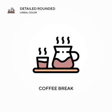 Kahve molası vektör ikonu. Modern vektör illüstrasyon kavramları. Düzenlemesi ve kişiselleştirmesi kolay.