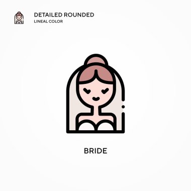 Gelin vektör simgesi. Modern vektör illüstrasyon kavramları. Düzenlemesi ve kişiselleştirmesi kolay.