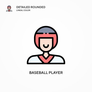 Beyzbol oyuncusu vektör simgesi. Modern vektör illüstrasyon kavramları. Düzenlemesi ve kişiselleştirmesi kolay.
