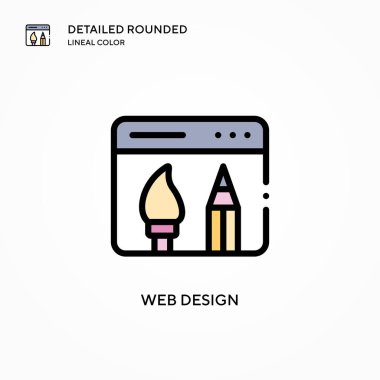 Web tasarım vektör simgesi. Modern vektör illüstrasyon kavramları. Düzenlemesi ve kişiselleştirmesi kolay.