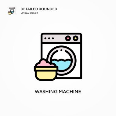 Çamaşır makinesi vektör simgesi. Modern vektör illüstrasyon kavramları. Düzenlemesi ve kişiselleştirmesi kolay.