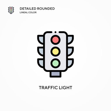 Trafik ışığı vektör simgesi. Modern vektör illüstrasyon kavramları. Düzenlemesi ve kişiselleştirmesi kolay.