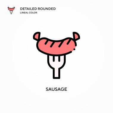 Sosis vektör simgesi. Modern vektör illüstrasyon kavramları. Düzenlemesi ve kişiselleştirmesi kolay.