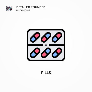 İlaç vektör ikonu. Modern vektör illüstrasyon kavramları. Düzenlemesi ve kişiselleştirmesi kolay.