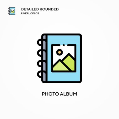 Fotoğraf albümü vektör simgesi. Modern vektör illüstrasyon kavramları. Düzenlemesi ve kişiselleştirmesi kolay.