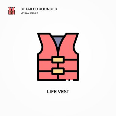 Can yeleği vektör simgesi. Modern vektör illüstrasyon kavramları. Düzenlemesi ve kişiselleştirmesi kolay.