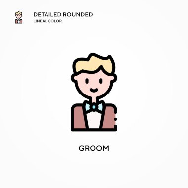 Damat vektör simgesi. Modern vektör illüstrasyon kavramları. Düzenlemesi ve kişiselleştirmesi kolay.