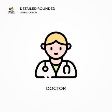Doktor vektör simgesi. Modern vektör illüstrasyon kavramları. Düzenlemesi ve kişiselleştirmesi kolay.