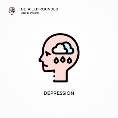 Depresyon vektör simgesi. Modern vektör illüstrasyon kavramları. Düzenlemesi ve kişiselleştirmesi kolay.