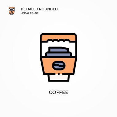 Kahve vektörü ikonu. Modern vektör illüstrasyon kavramları. Düzenlemesi ve kişiselleştirmesi kolay.