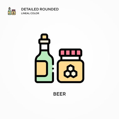 Bira vektör simgesi. Modern vektör illüstrasyon kavramları. Düzenlemesi ve kişiselleştirmesi kolay.