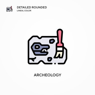Arkeoloji vektör simgesi. Modern vektör illüstrasyon kavramları. Düzenlemesi ve kişiselleştirmesi kolay.