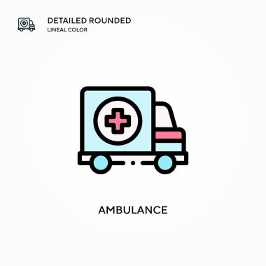 Ambulans vektör simgesi. Modern vektör illüstrasyon kavramları. Düzenlemesi ve kişiselleştirmesi kolay.