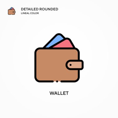 Cüzdan vektör simgesi. Modern vektör illüstrasyon kavramları. Düzenlemesi ve kişiselleştirmesi kolay.