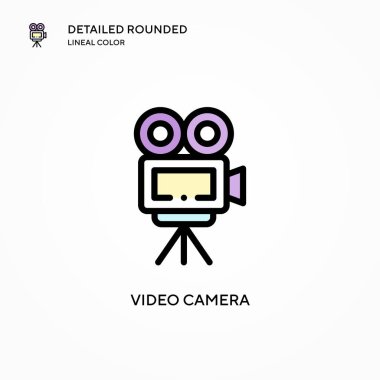 Video kamera vektör simgesi. Modern vektör illüstrasyon kavramları. Düzenlemesi ve kişiselleştirmesi kolay.