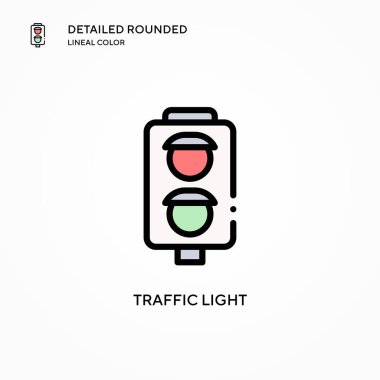Trafik ışığı vektör simgesi. Modern vektör illüstrasyon kavramları. Düzenlemesi ve kişiselleştirmesi kolay.