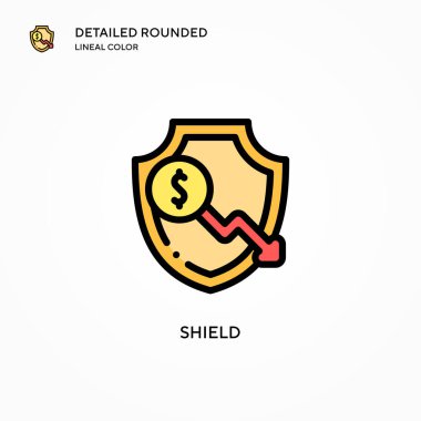 Kalkan vektör simgesi. Modern vektör illüstrasyon kavramları. Düzenlemesi ve kişiselleştirmesi kolay.