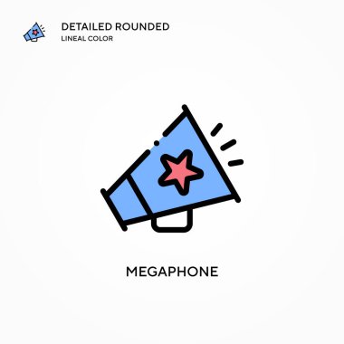 Megafon vektör simgesi. Modern vektör illüstrasyon kavramları. Düzenlemesi ve kişiselleştirmesi kolay.