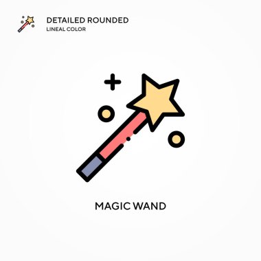 Sihirli değnek vektör simgesi. Modern vektör illüstrasyon kavramları. Düzenlemesi ve kişiselleştirmesi kolay.
