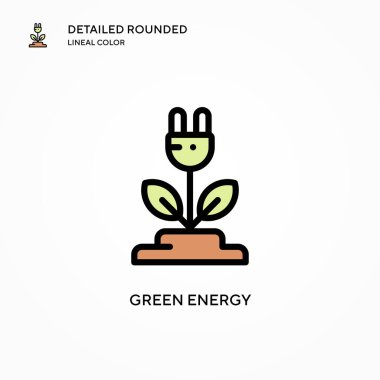 Yeşil enerji vektör simgesi. Modern vektör illüstrasyon kavramları. Düzenlemesi ve kişiselleştirmesi kolay.