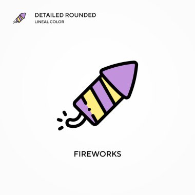Havai fişek vektör simgesi. Modern vektör illüstrasyon kavramları. Düzenlemesi ve kişiselleştirmesi kolay.